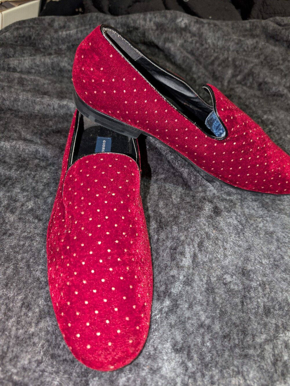 Giorgio Brutini Men's Burgundy Red Velvet Slip-On Loafers